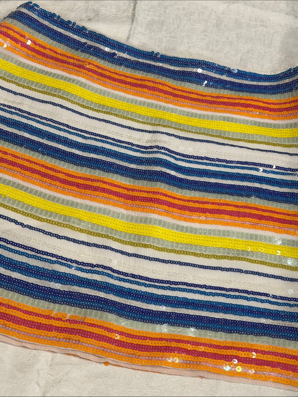 Vineyard Vines Sequin Rainbow Stripe Mini Skirt Silk Beaded Skirt Size 0 - Picture 1 of 8